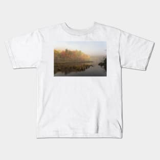 Fall colours over a lake in the early morning Kids T-Shirt